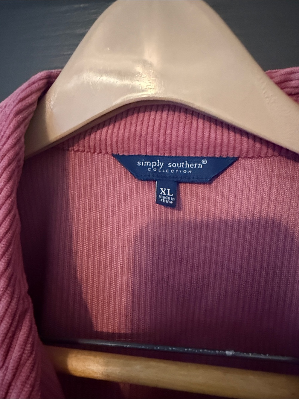 Colorblock Corduroy Button-Up Shirt in Rose, Burgundy & Light Gray - Picture 3 of 5